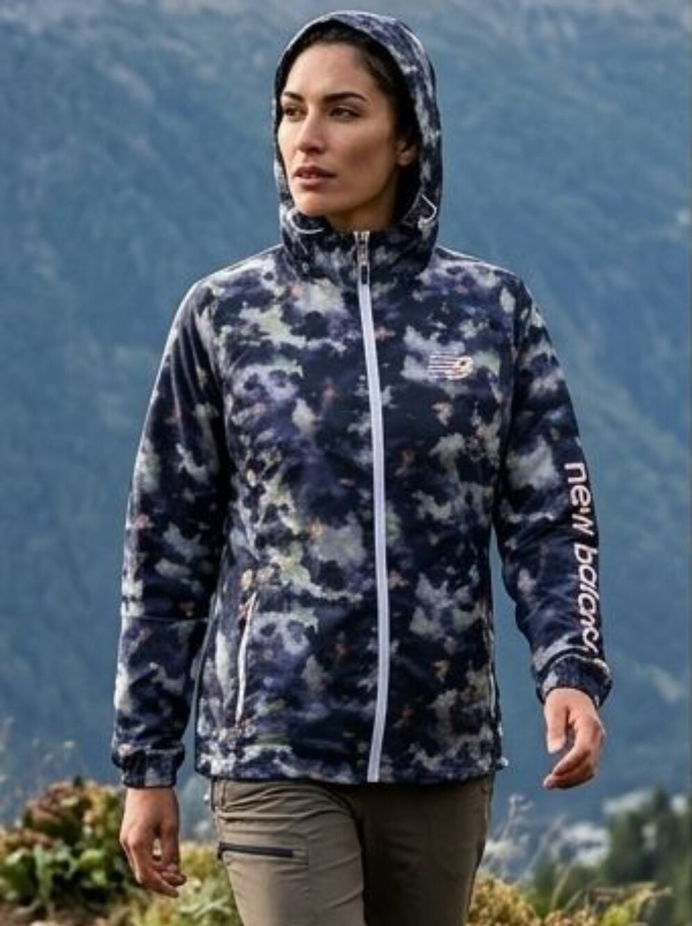 New Balance Women's Camo Windbreaker Hooded Jacket - Size M